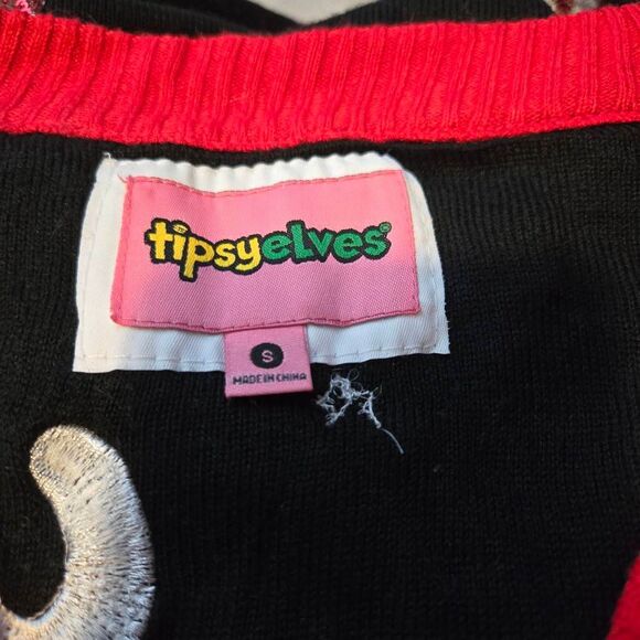 Tipsy Elves Ugly Christmas Sweater Cardigan Sz Small  Candy Cane Sequin Holiday - Picture 5 of 5